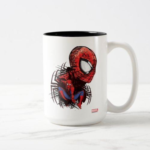 Spider_Man Sketched Marker Drawing Two_Tone Coffee Mug