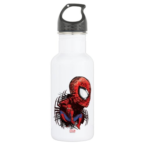 Spider_Man Sketched Marker Drawing Water Bottle