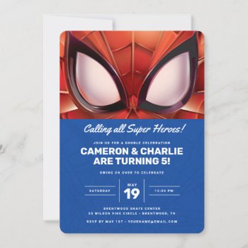 Spider-man | Super Hero Twins Birthday Invitation by spidermanclassics at Zazzle