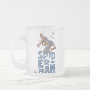 Spider-Man Swing and Stars Graphic Frosted Glass Coffee Mug