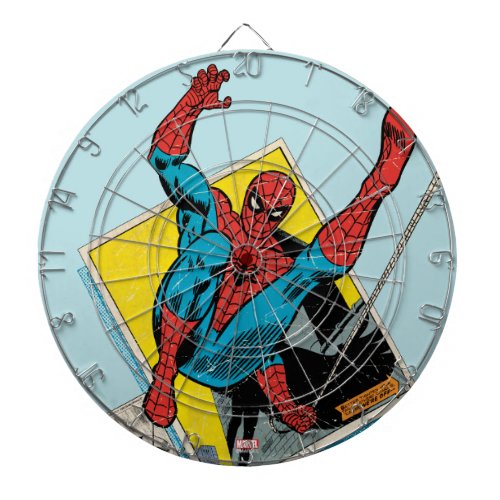 Spider_Man Swinging Out Of Comic Panels Dartboard