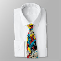 Spider-Man Swinging Out Of Comic Panels Neck Tie