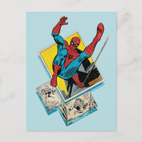 Spider_Man Swinging Out Of Comic Panels Postcard