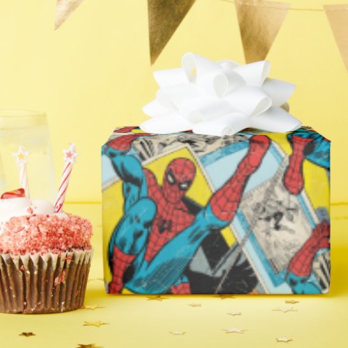 Spider_Man Swinging Out Of Comic Panels Wrapping Paper