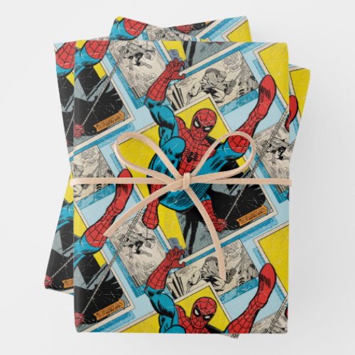 Spider_Man Swinging Out Of Comic Panels Wrapping Paper Sheets