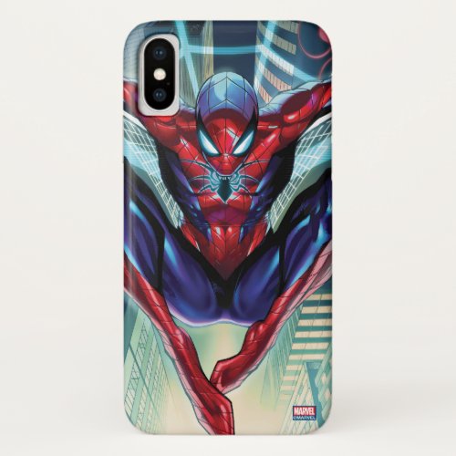 Spider_Man  Swinging Over City Glow iPhone X Case