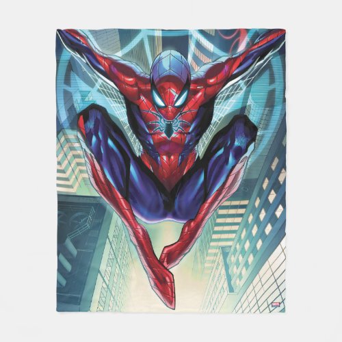 Spider_Man  Swinging Over City Glow Fleece Blanket