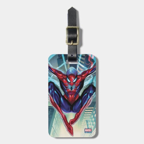 Spider_Man  Swinging Over City Glow Luggage Tag