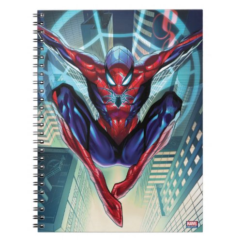 Spider_Man  Swinging Over City Glow Notebook