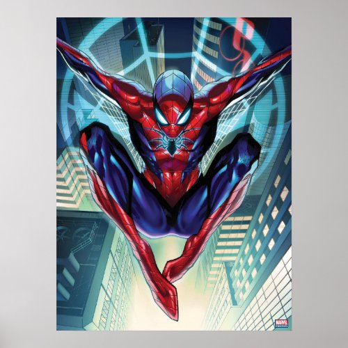 Spider_Man  Swinging Over City Glow Poster