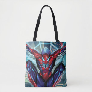 Spider-Man   Swinging Over City Glow Tote Bag