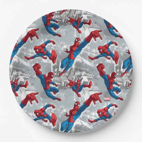 Spider_Man Swinging Over City Pattern 2 Paper Plates
