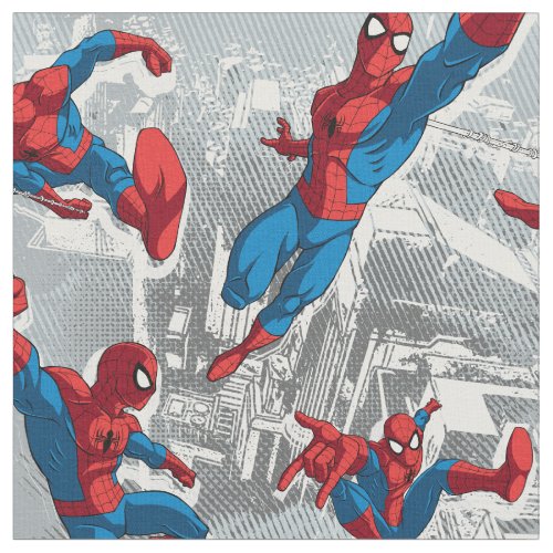 Spider_Man Swinging Over City Pattern Fabric