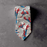 Spider-Man Swinging Over City Pattern Neck Tie<br><div class="desc">Spider-Man | Check out Spider-Man swinging high over the city in various poses in this pattern.</div>
