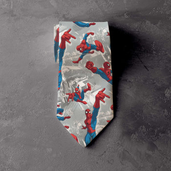 Spider-man Swinging Over City Pattern Neck Tie by spidermanclassics at Zazzle