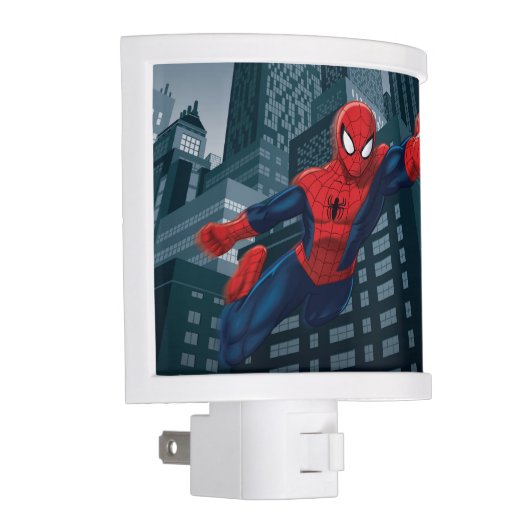 Spider-Man Swinging Through Downtown Night Light (Right)