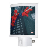 Spider-Man Swinging Through Downtown Night Light (Left)