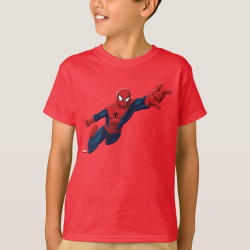 Spider_Man Swinging Through Downtown T_Shirt