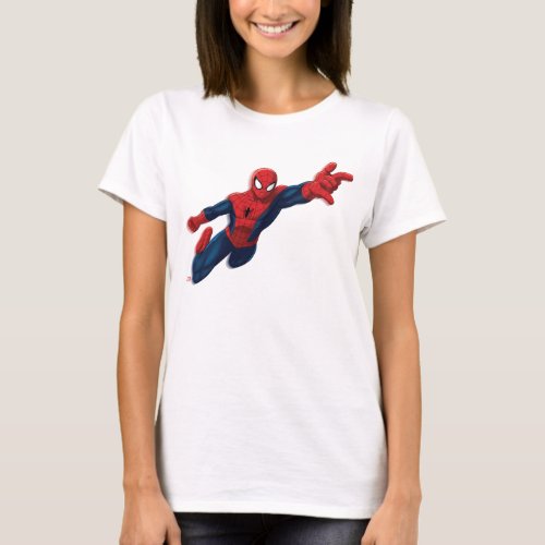 Spider_Man Swinging Through Downtown T_Shirt