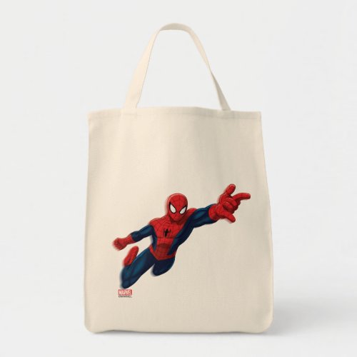 Spider_Man Swinging Through Downtown Tote Bag