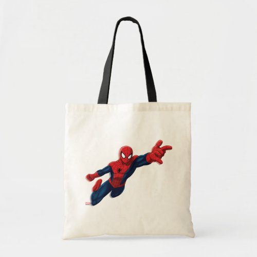 Spider_Man Swinging Through Downtown Tote Bag