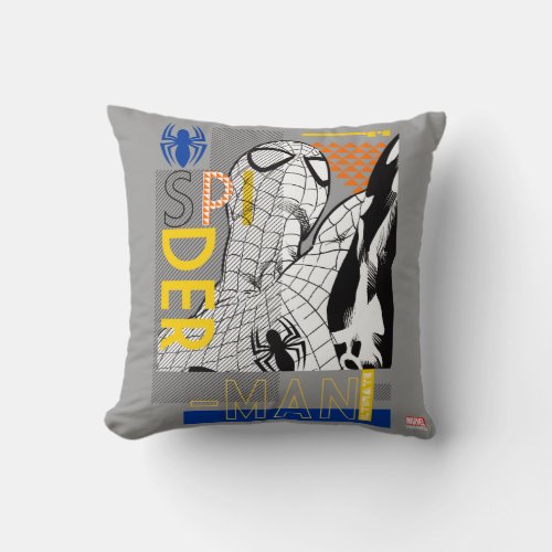 Spider_Man Ultimate Bauhaus Collage Throw Pillow