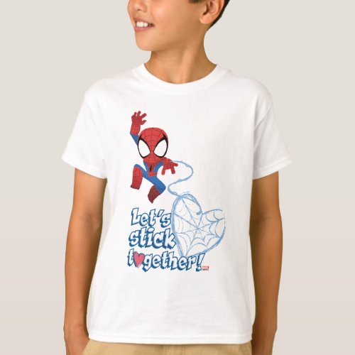 Spider_Man Valentine  Lets Stick Together T_Shirt