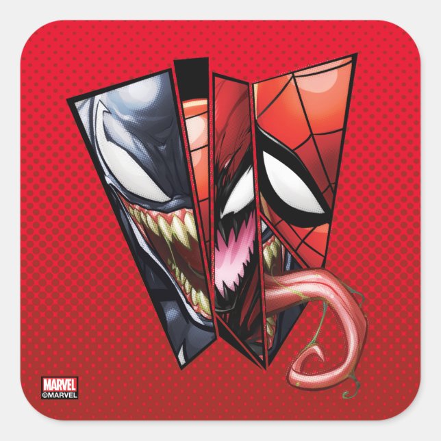 Spider-Man | Venom, Carnage, & Spider-Man Cutout Square Sticker (Front)