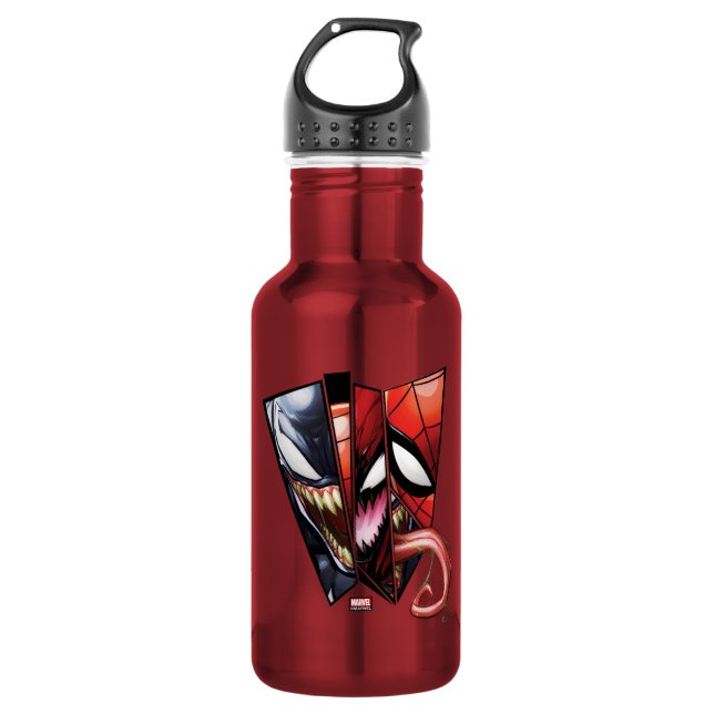 Spider-Man | Venom, Carnage, & Spider-Man Cutout Stainless Steel Water Bottle (Front)