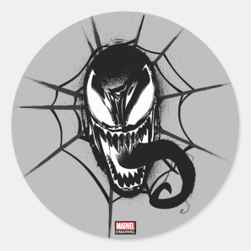 Spider_Man  Venom Head In Web Graphic Classic Round Sticker