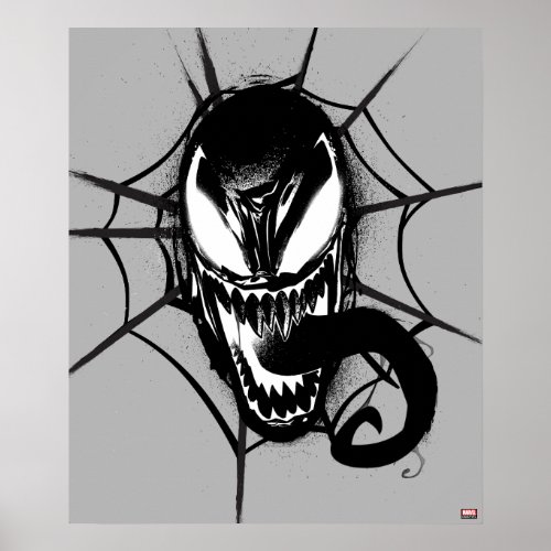 Spider_Man  Venom Head In Web Graphic Poster