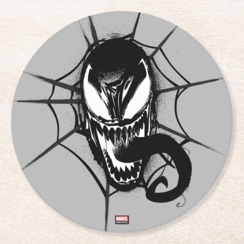 Spider_Man  Venom Head In Web Graphic Round Paper Coaster