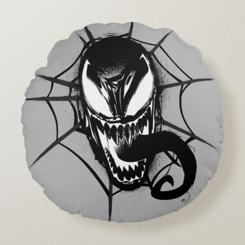 Spider_Man  Venom Head In Web Graphic Round Pillow