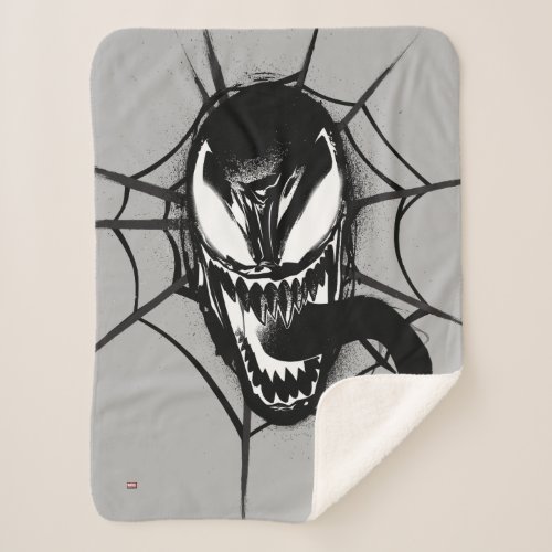 Spider_Man  Venom Head In Web Graphic Sherpa Blanket