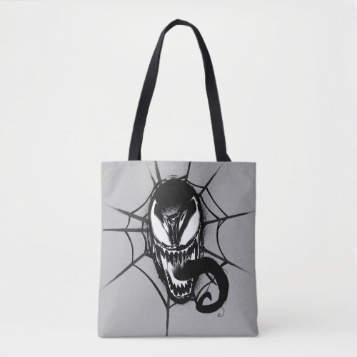 Spider_Man  Venom Head In Web Graphic Tote Bag