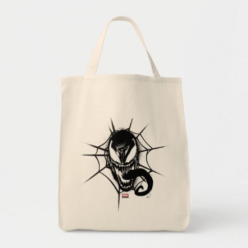 Spider_Man  Venom Head In Web Graphic Tote Bag