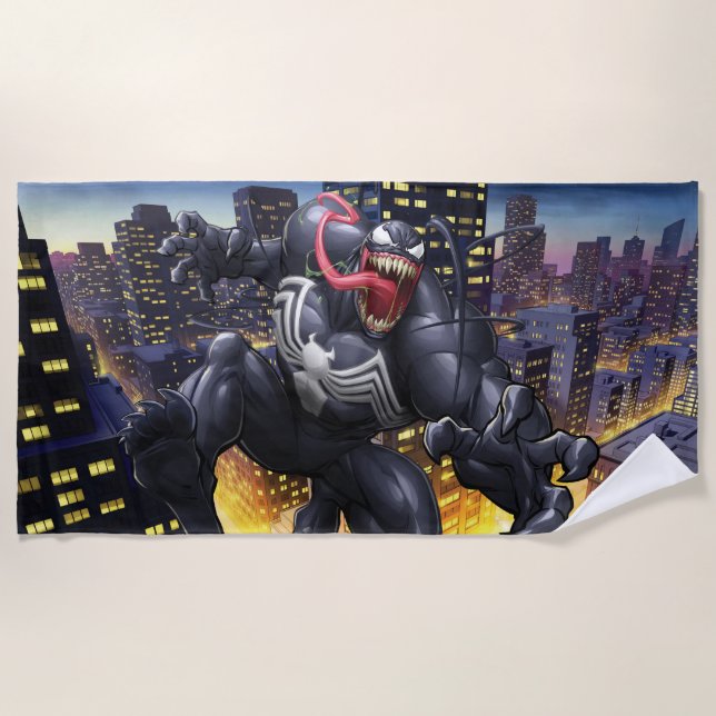 Spider-Man | Venom Leaping Forward Beach Towel (Front)