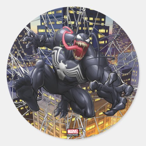 Spider_Man  Venom Leaping Forward Classic Round Sticker
