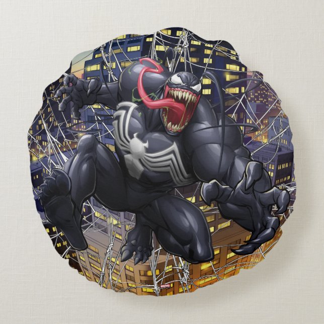 Spider-Man | Venom Leaping Forward Round Pillow (Back)
