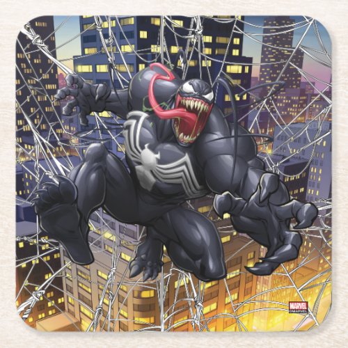 Spider_Man  Venom Leaping Forward Square Paper Coaster