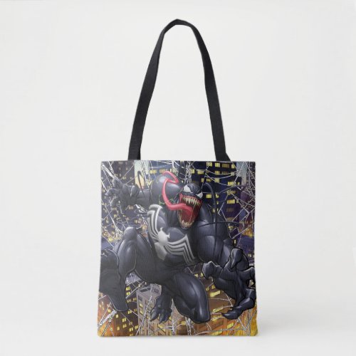 Spider_Man  Venom Leaping Forward Tote Bag