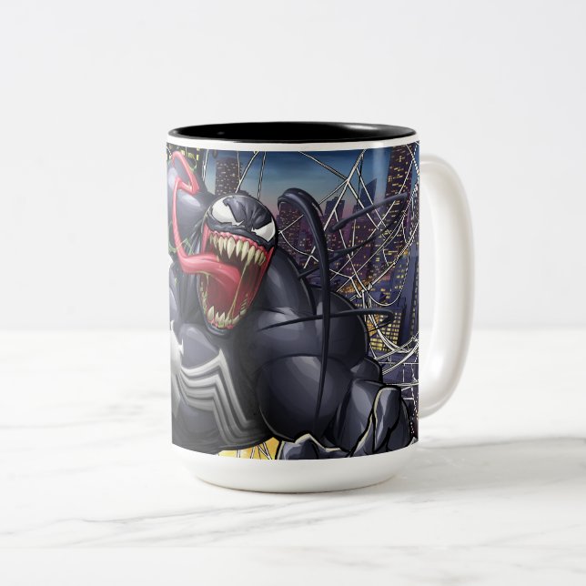 Spider-Man | Venom Leaping Forward Two-Tone Coffee Mug (Front Right)