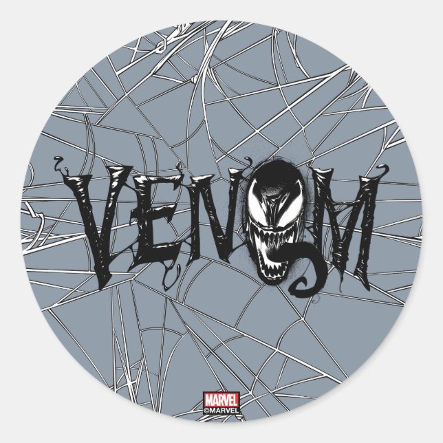 Spider-Man | Venom Name Logo Classic Round Sticker (Front)