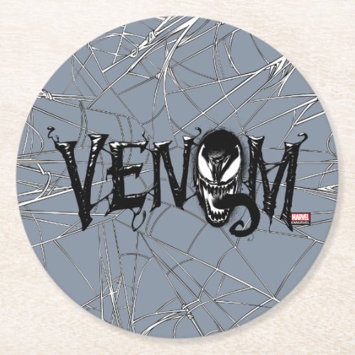 Spider_Man  Venom Name Logo Round Paper Coaster