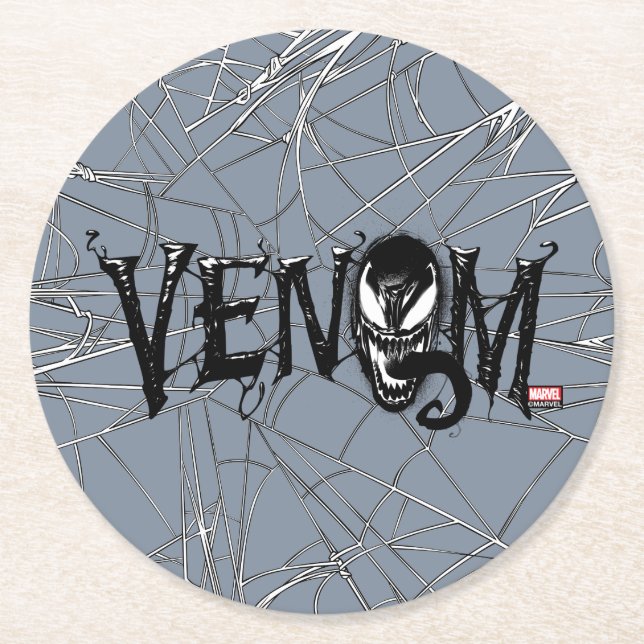 Spider-Man | Venom Name Logo Round Paper Coaster (Front)