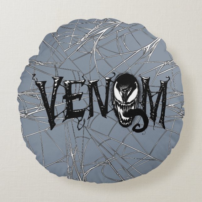 Spider-Man | Venom Name Logo Round Pillow (Front)