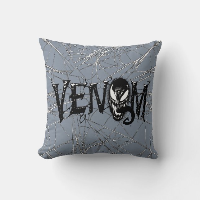 Spider-Man | Venom Name Logo Throw Pillow (Front)