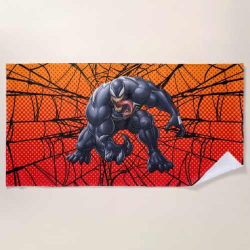 Spider_Man  Venom Reaching Forward Beach Towel