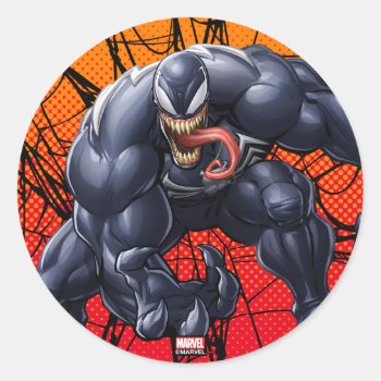 Spider-man | Venom Reaching Forward Classic Round Sticker by spidermanclassics at Zazzle