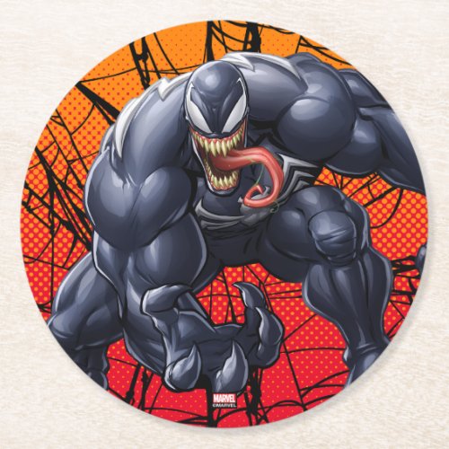 Spider_Man  Venom Reaching Forward Round Paper Coaster